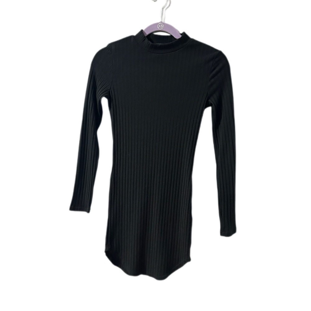 Forever 21 Black Ribbed Long Sleeve Dress